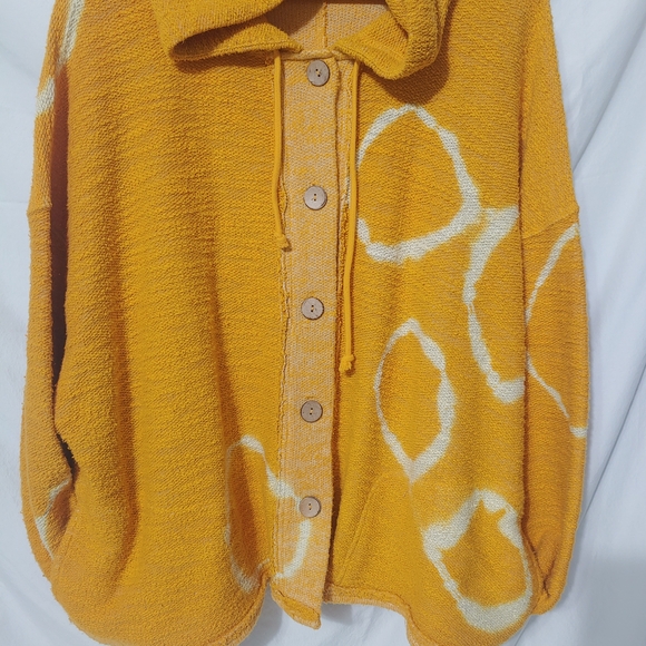 Great Cond. We The Free Mustard Knit Cardigan/Button Up Soft Hoodie Women's M - Picture 6 of 8